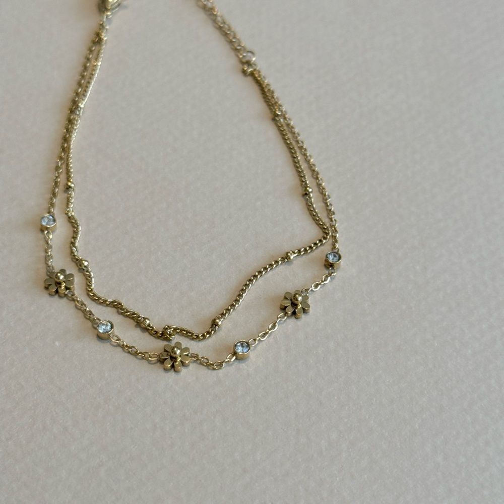 Gold Floral Charm anklet #1520 - Picture 3 of 5